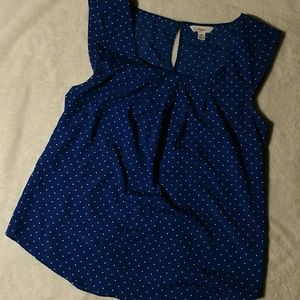 Blue & White Tank top. Polka dot design.